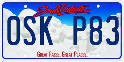 SD license plate 0SKP83