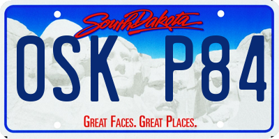 SD license plate 0SKP84