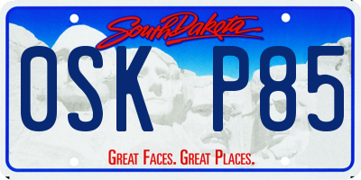 SD license plate 0SKP85