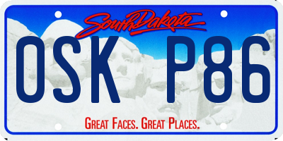 SD license plate 0SKP86