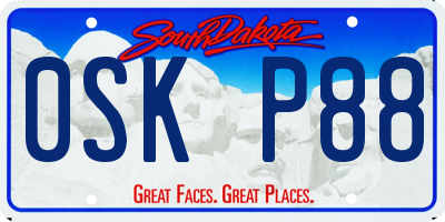 SD license plate 0SKP88