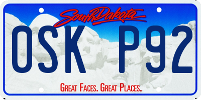 SD license plate 0SKP92