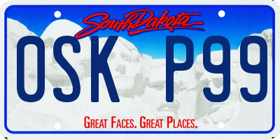 SD license plate 0SKP99