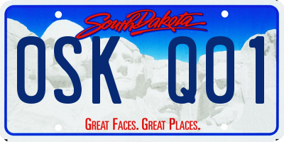 SD license plate 0SKQ01