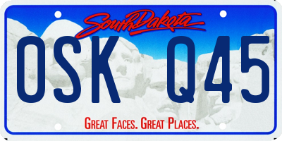 SD license plate 0SKQ45