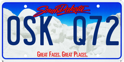 SD license plate 0SKQ72