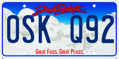 SD license plate 0SKQ92