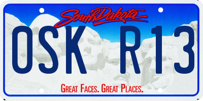 SD license plate 0SKR13