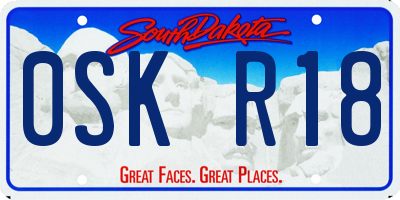 SD license plate 0SKR18