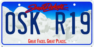 SD license plate 0SKR19