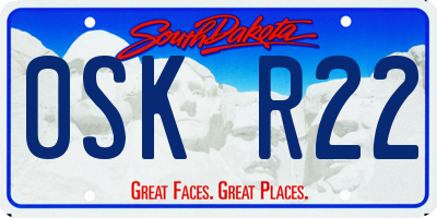 SD license plate 0SKR22