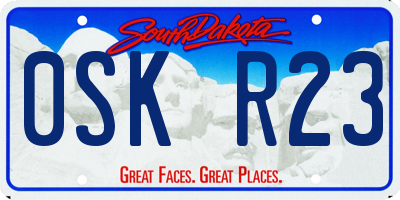 SD license plate 0SKR23