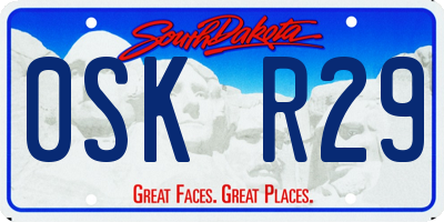 SD license plate 0SKR29