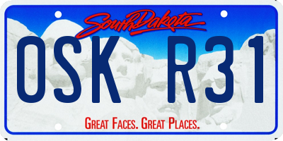 SD license plate 0SKR31