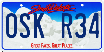 SD license plate 0SKR34