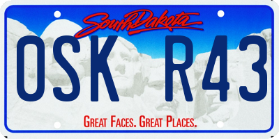 SD license plate 0SKR43