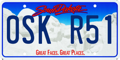 SD license plate 0SKR51