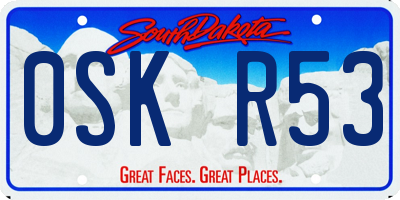 SD license plate 0SKR53