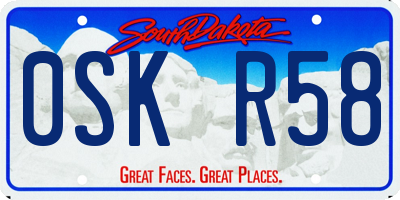 SD license plate 0SKR58
