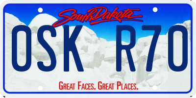 SD license plate 0SKR70