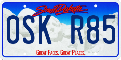 SD license plate 0SKR85