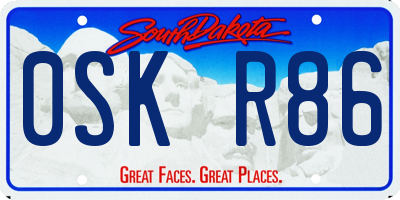SD license plate 0SKR86