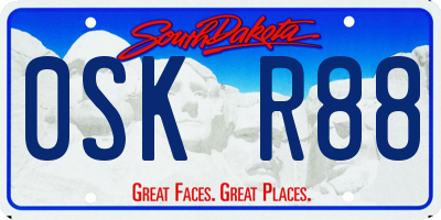SD license plate 0SKR88