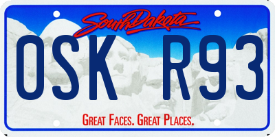 SD license plate 0SKR93