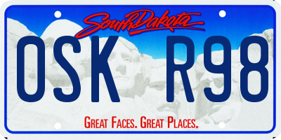 SD license plate 0SKR98