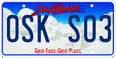 SD license plate 0SKS03