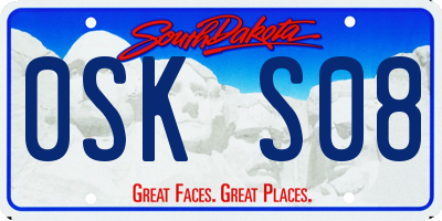SD license plate 0SKS08
