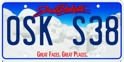 SD license plate 0SKS38