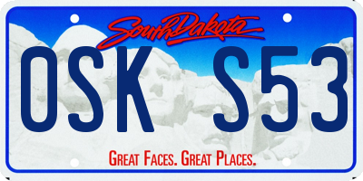SD license plate 0SKS53