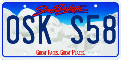 SD license plate 0SKS58