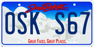 SD license plate 0SKS67