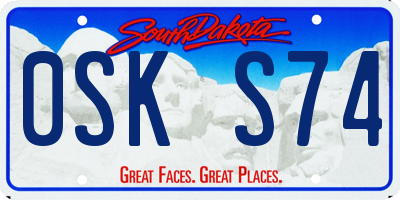 SD license plate 0SKS74