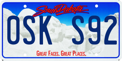 SD license plate 0SKS92
