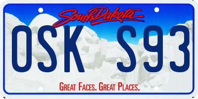 SD license plate 0SKS93