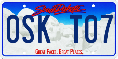 SD license plate 0SKT07