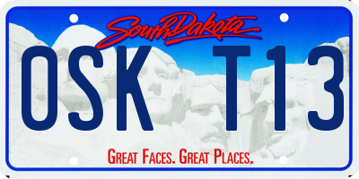 SD license plate 0SKT13