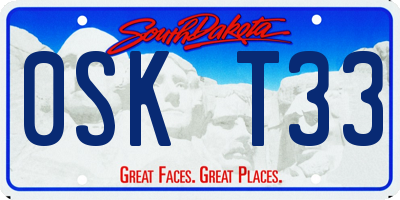 SD license plate 0SKT33