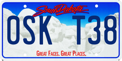 SD license plate 0SKT38