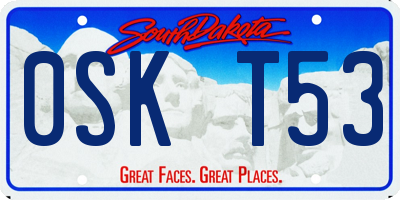 SD license plate 0SKT53