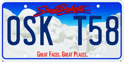 SD license plate 0SKT58