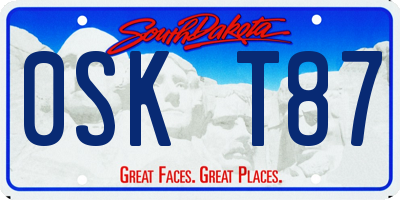 SD license plate 0SKT87