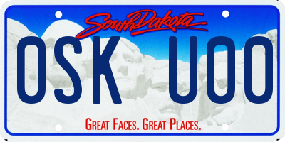 SD license plate 0SKU00