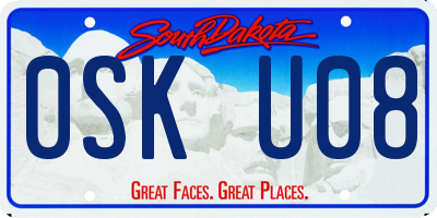 SD license plate 0SKU08