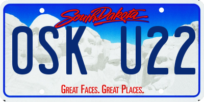 SD license plate 0SKU22