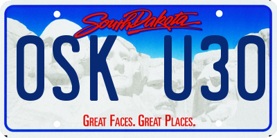 SD license plate 0SKU30