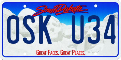 SD license plate 0SKU34